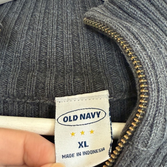 Old Navy Y2K Ribbed Funnel Neck Zip Up Dark Gray Academia Vintage Cotton XL - Picture 4 of 7